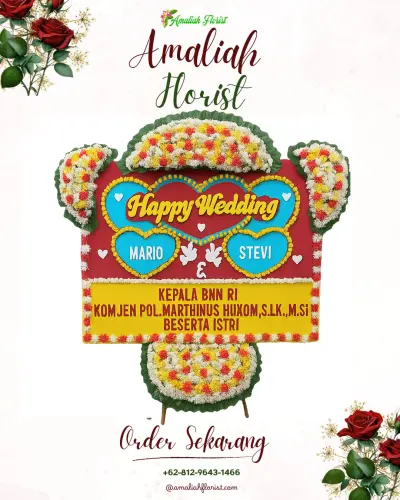Karangan Papan Bunga Pernikahan di Aur